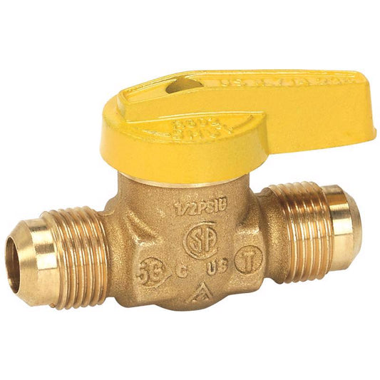 Homewerks 3/8 in. Brass Flare Ball Valve Quarter-Turn Lever For Gas