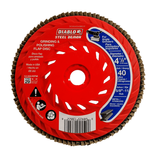 Diablo Steel Demon 4-1/2 in. D X 5/8 in. Zirconia Speed Hub Thread Arbor Flap Disc 40 Grit 1 pk