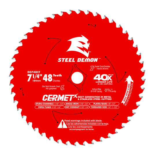 Diablo Steel Demon 7-1/4 in. D X 5/8 in. Cermet Metal Saw Blade 48 teeth 1 pk — 5-Pack