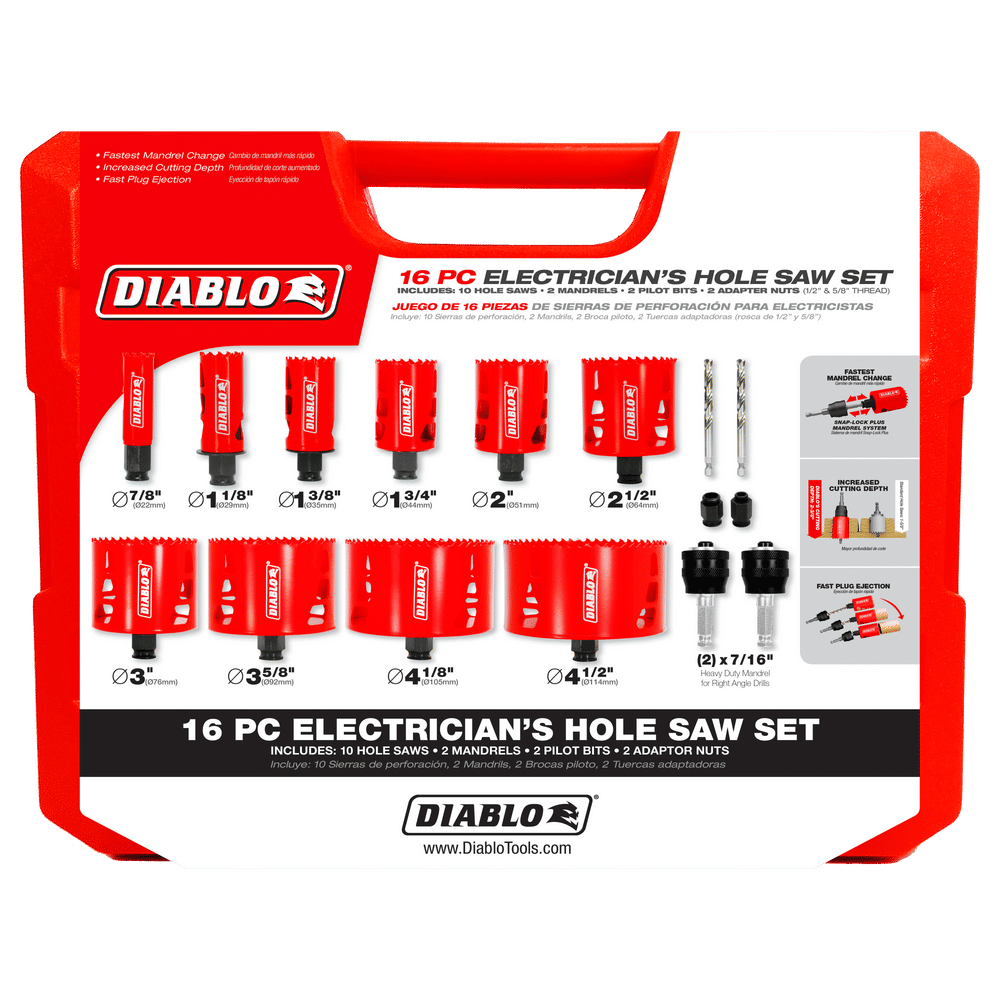 Diablo Bi-Metal Electrician Hole Saw Set Arbor Included