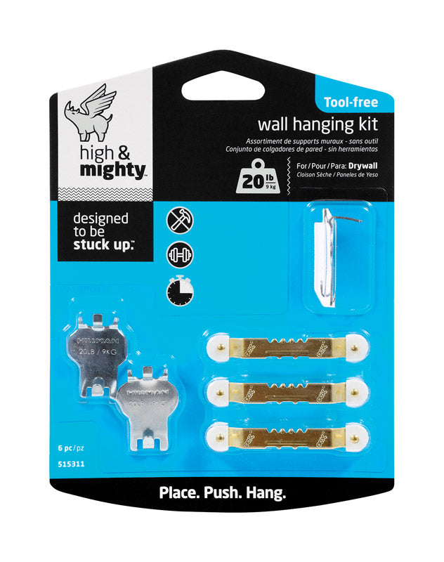HILLMAN High & Mighty Steel-Plated Gray Hanger Picture Hanging Kit 20 lb 6 pk