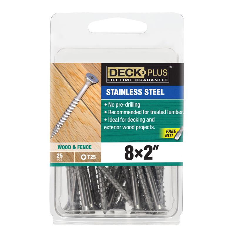 HILLMAN Deck Plus No. 8 Ga. X 2 in. L Silver Star Flat Head Deck Screws 25 pk