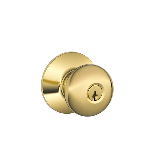 Schlage Plymouth Bright Brass Entry Knobs Key: K4 1-3/4 in.