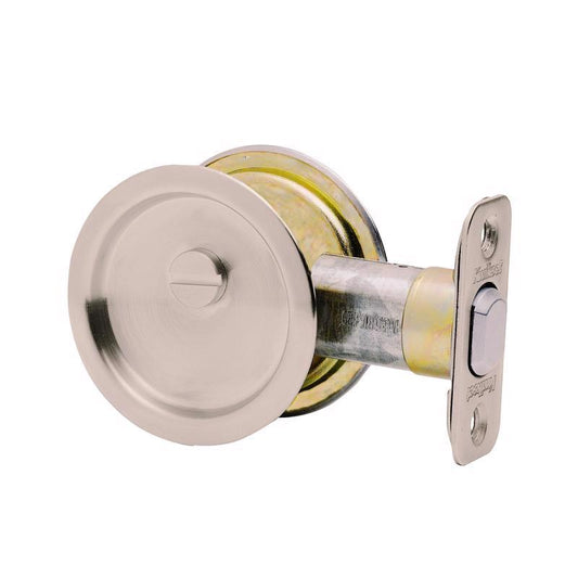 Kwikset Satin Nickel Metal Indoor Round Bed/Bath Pocket Door Lock