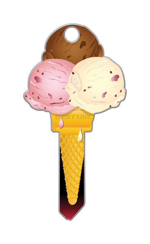 Lucky Line Ice Cream House Key Blank Single For Schlage Multicolored