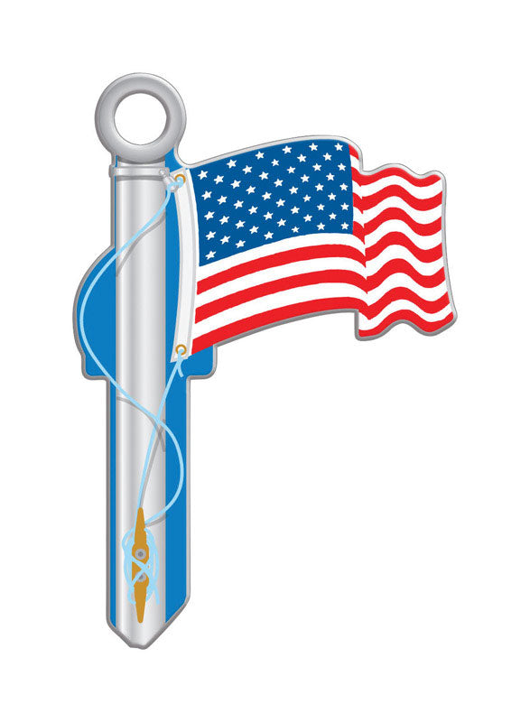 Lucky Line American Flag House Key Blank 68 Single For Schlage Locks