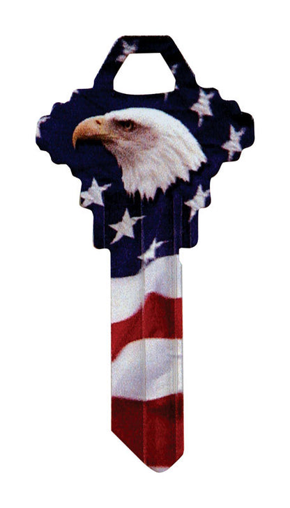 HILLMAN Wackey Flag & Eagle House/Office Universal Key Blank Single