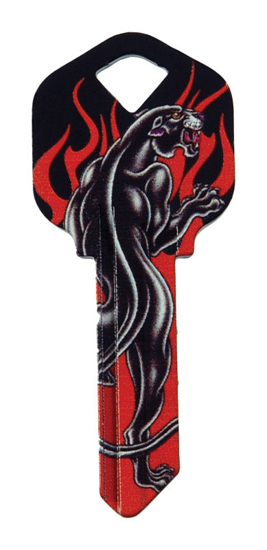 HILLMAN Wackey Black Panther & Flames House/Office Universal Key Blank Single Black
