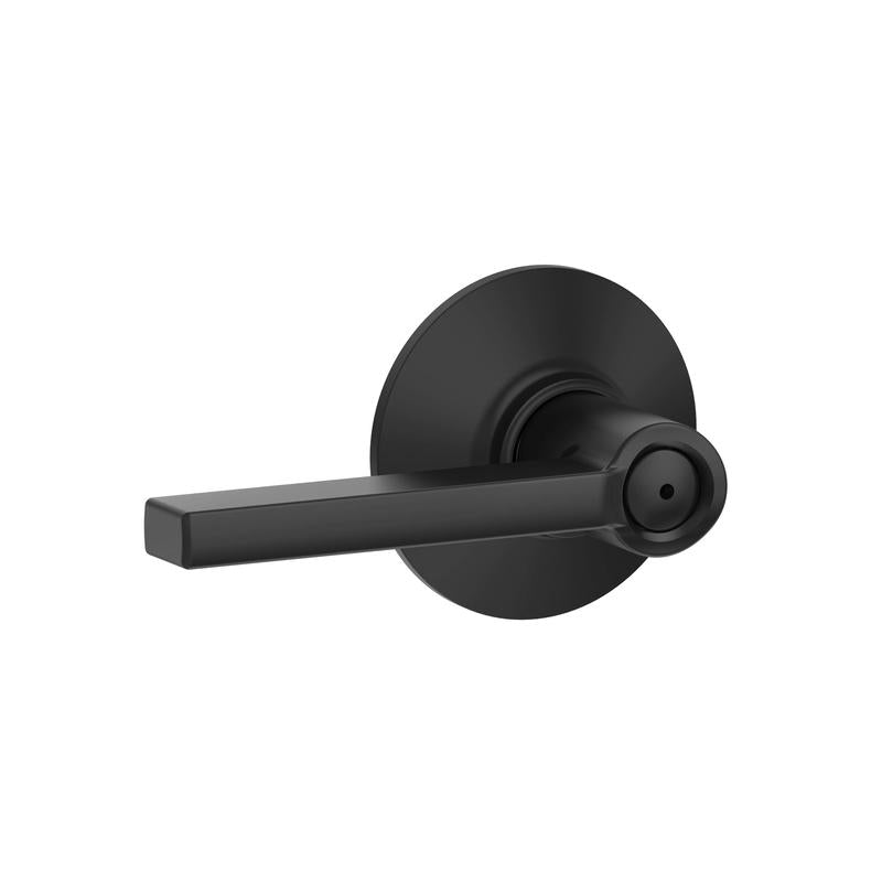 Schlage Latitude Matte Black Bed and Bath Lever