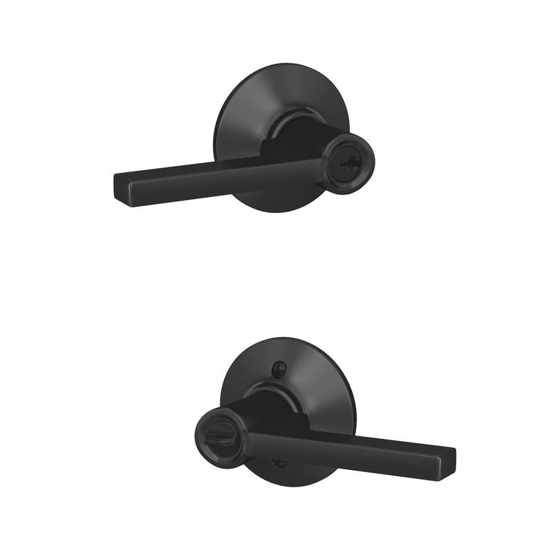 Schlage Latitude Matte Black Entry Door Knob 1-3/4 in.