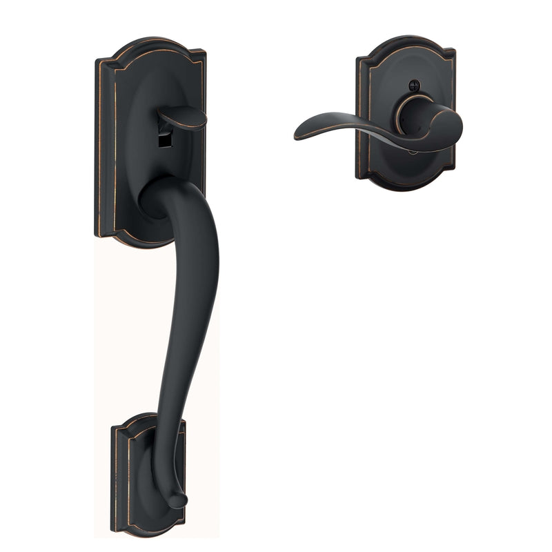 Schlage Camelot Aged Bronze Handleset