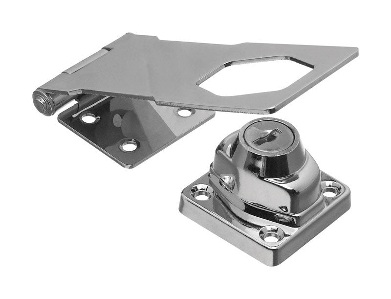 National Hardware Chrome-Plated Die-cast Zinc/Steel 4-1/2 in. L Keyed Hasp Lock 1 pk