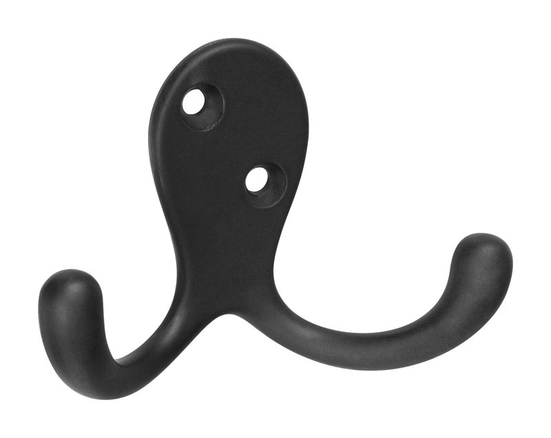 National Hardware Medium Oil Rubbed Bronze Black Zinc 3 in. L Double Hook 35 lb 1 pk