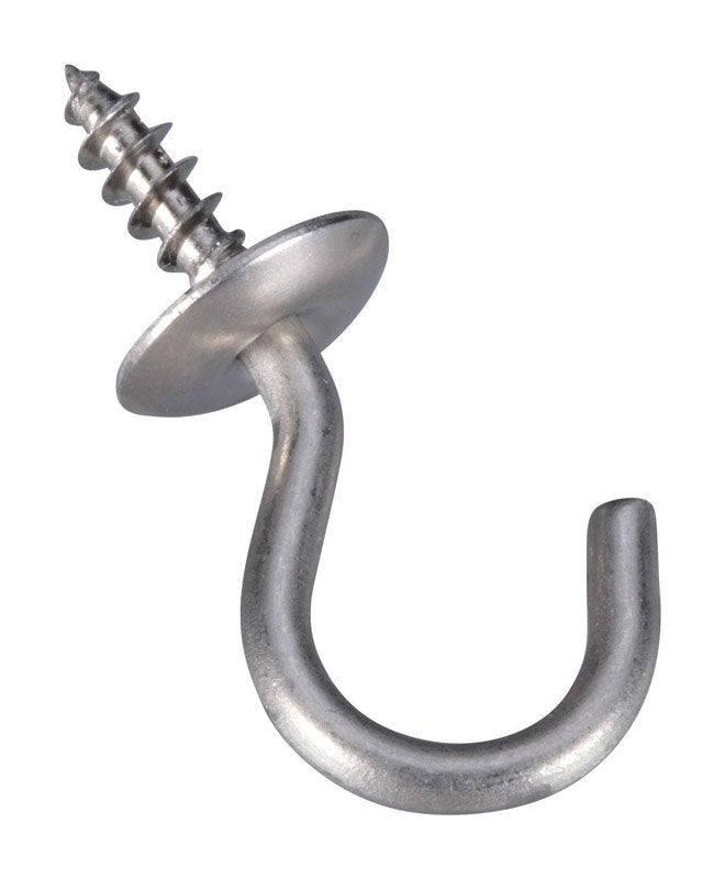 National Hardware Silver Stainless Steel .75 in. L Cup Hook 4 pk