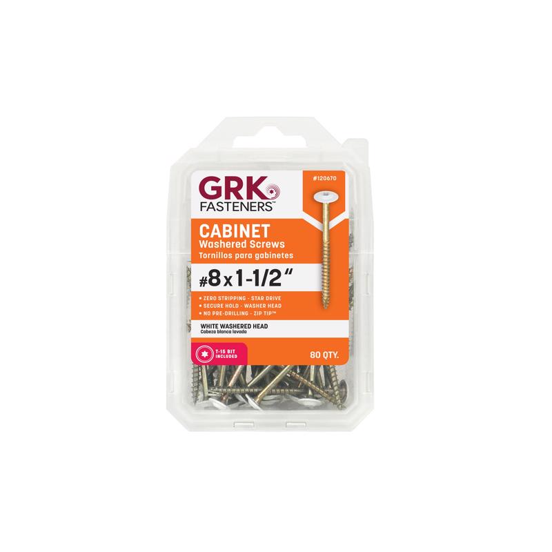 GRK Fasteners No. 8 X 1-1/2 in. L Star Climatek W-Cut Cabinet Screws 80 pk