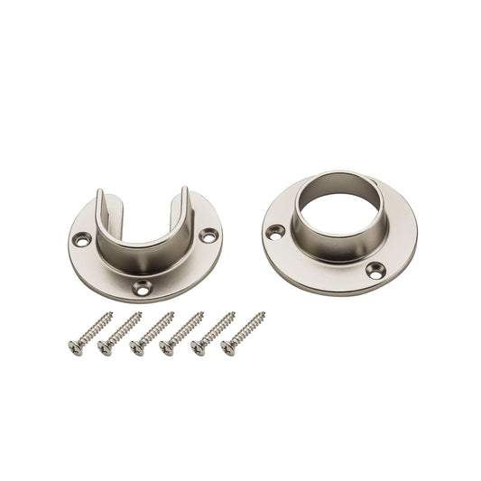 National Hardware 1.31 in. L X 1.31 in. D Satin Nickel Steel Closet Flange Set