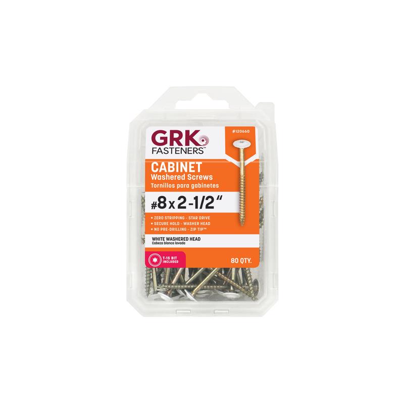 GRK Fasteners No. 8 X 2-1/2 in. L Star Climatek W-Cut Cabinet Screws 80 pk