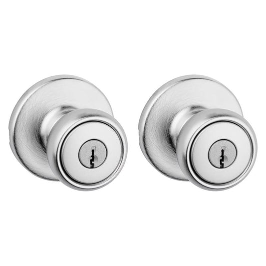 Kwikset Tylo Satin Chrome Entry Knobs 1-3/4 in.
