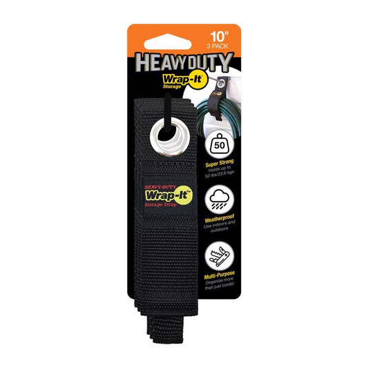 Wrap-It Heavy-Duty 1.5 in. W X 10 in. L Black Storage Straps 50 lb 3 pk