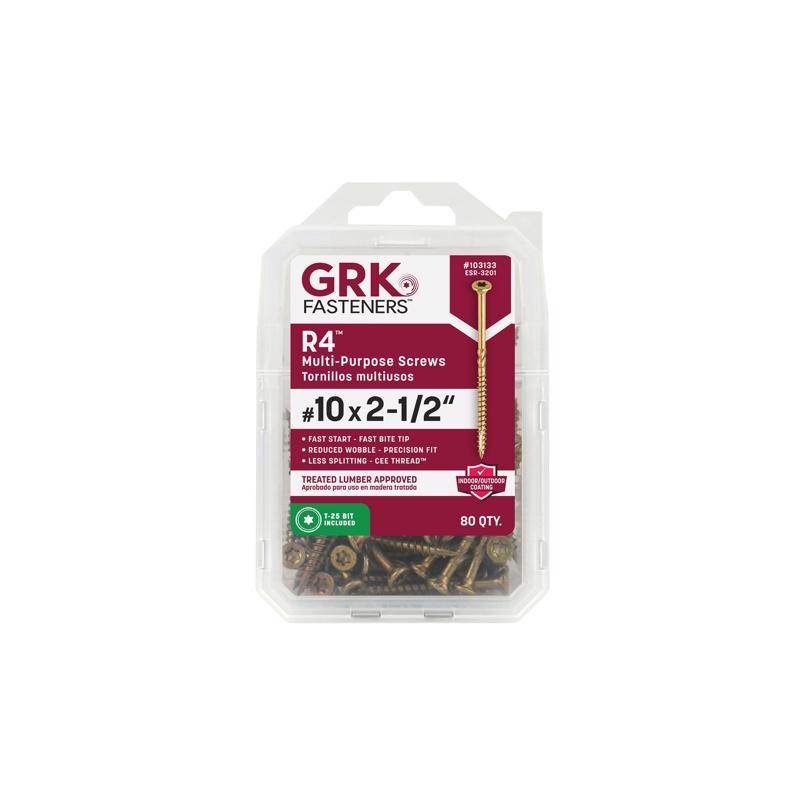 GRK Fasteners No. 10 X 2-1/2 in. L Star Climatek W-Cut Multi-Purpose Screws 80 pk