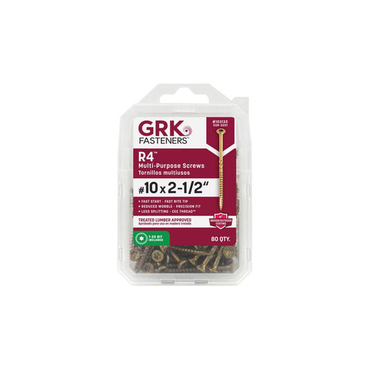 GRK Fasteners No. 10 X 2-1/2 in. L Star Climatek W-Cut Multi-Purpose Screws 80 pk