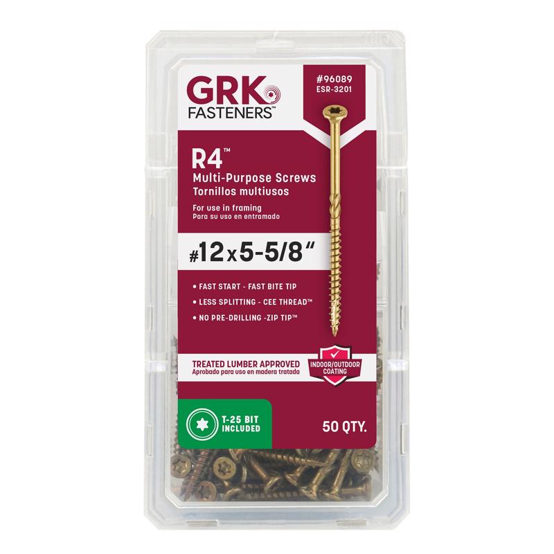 GRK Fasteners No. 12 X 5-5/8 in. L Star Climatek Coarse Wood Screws 50 pk