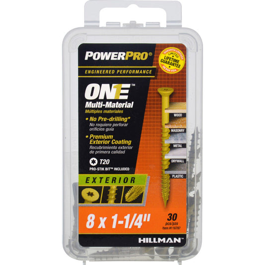 HILLMAN Power Pro No. 8 Ga. X 1-1/4 in. L Star Flat Head Coarse Multi-Material Screws