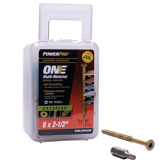 HILLMAN Power Pro No. 8 Ga. X 2-1/2 in. L Star Flat Head Coarse Multi-Material Screws