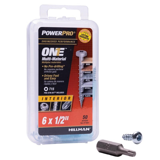 HILLMAN Power Pro No. 6 Ga. X 1/2 in. L Star Pan Head Coarse Multi-Material Screws