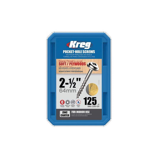 Kreg No. 8 X 2-1/2 in. L Square Coarse Pocket-Hole Screw 125 pk