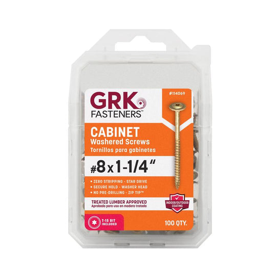 GRK Fasteners No. 8 X 1-1/4 in. L Star Climatek W-Cut Cabinet Screws 100 pk