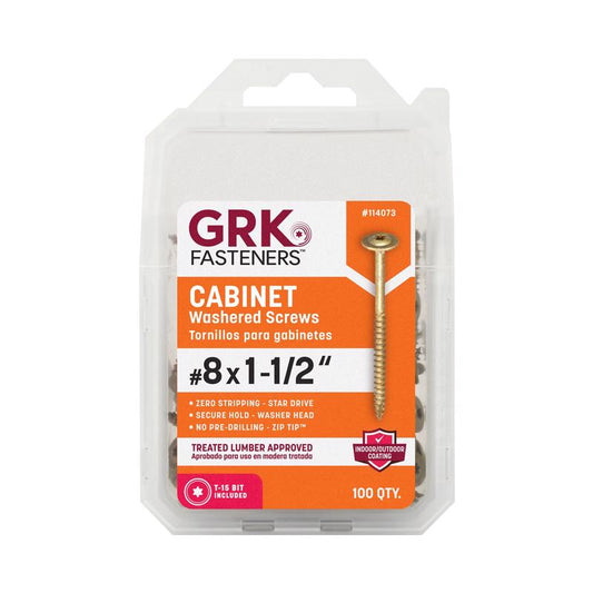 GRK Fasteners No. 8 X 1-1/2 in. L Star Climatek W-Cut Cabinet Screws 100 pk