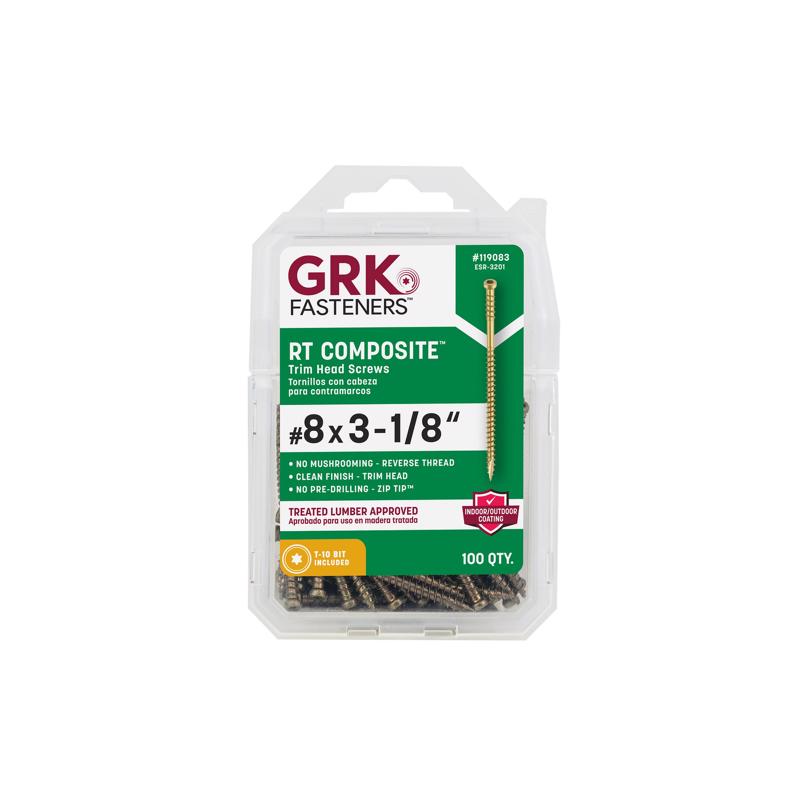 GRK Fasteners No. 8 in. X 3-1/8 in. L Star Trim Head W-Cut Trim Screws