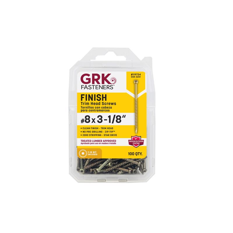 GRK Fasteners No. 8 in. X 3-1/8 in. L Star Trim Head W-Cut Trim Screws