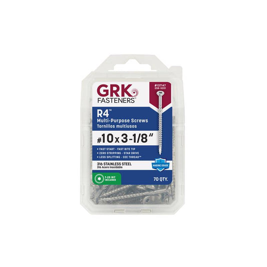 GRK Fasteners No. 10 in. X 3-1/8 in. L Star Flat Head W-Cut Multi-Purpose Screws