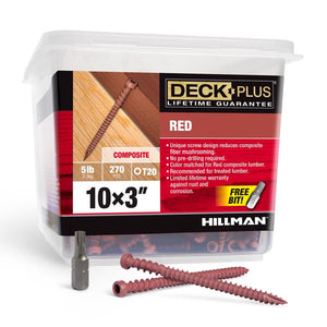 HILLMAN Deck Plus No. 10 Ga. X 3 in. L Red Star Flat Head Composite Deck Screws 5 lb 48461 270 pk