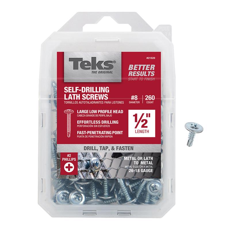 Teks No. 8 in. X 1/2 in. L Hex Drive Pan Head Self Tapping Lath Screws