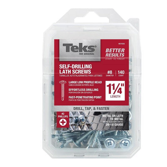 Teks No. 8 in. X 1-1/4 in. L Hex Drive Truss Head Self Tapping Lath Screws