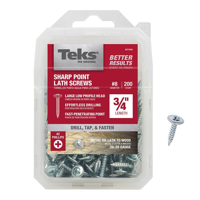 Teks No. 8 in. X 3/4 in. L Hex Drive Truss Head Self Tapping Lath Screws