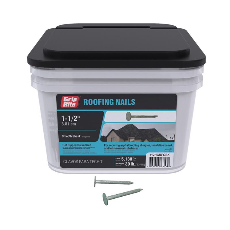 Grip-Rite 4D 1-1/2 in. Roofing Hot-Dipped Galvanized Steel Nail Flat Head 30 lb