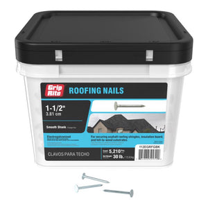 Grip-Rite 1-1/2 in. Roofing Electro-Galvanized Steel Nail Flat Head 30 lb 112EGRFGBK