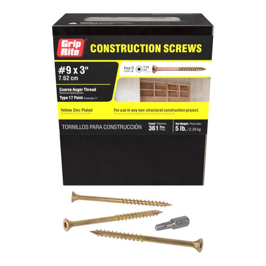 Grip-Rite No. 9 in. X 3 in. L Star Flat Head Coarse Construction Screws