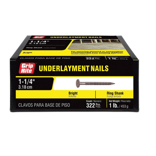 Grip-Rite 4D 1-1/4 in. Underlayment Bright Steel Nail Flat Head 1 lb