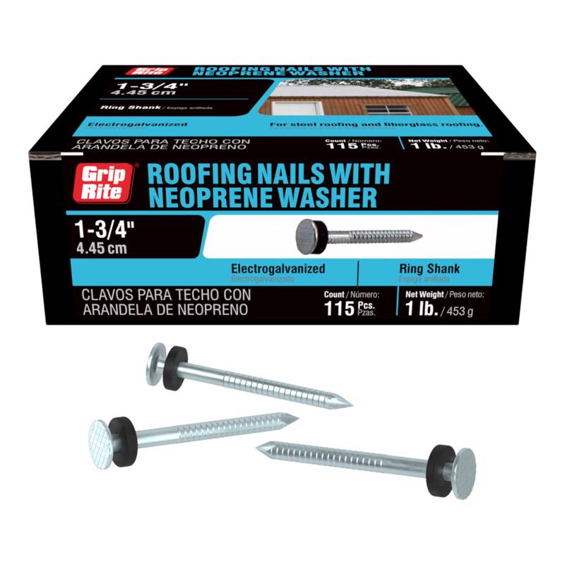 Grip-Rite 1-3/4 in. Roofing Electro-Galvanized Steel Nail Flat Head 1 lb