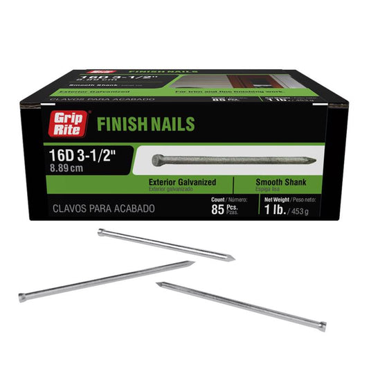 Grip-Rite 16D 3-1/2 in. Finishing Hot-Dipped Galvanized Steel Nail Countersunk Cupped Head 1 lb
