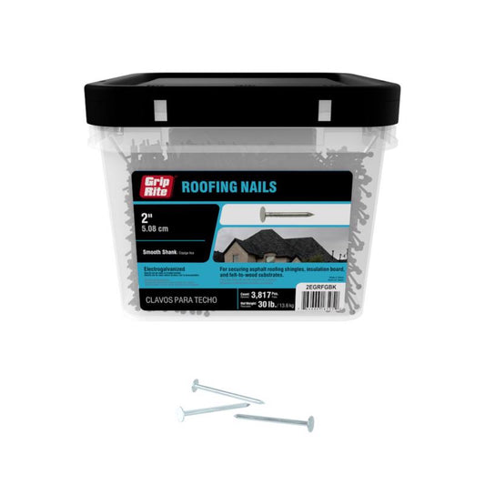 Grip-Rite 2 in. Roofing Electro-Galvanized Steel Nail Flat Head 30 lb