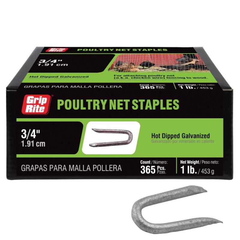 Grip-Rite 1/4 in. W X 3/4 in. L Hot-Dipped Galvanized Steel Fence Staples 14 Ga. 365 pk 1 lb