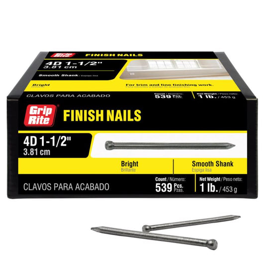 Grip-Rite 4D 1-1/2 in. Finishing Bright Steel Nail Countersunk Cupped Head 1 lb