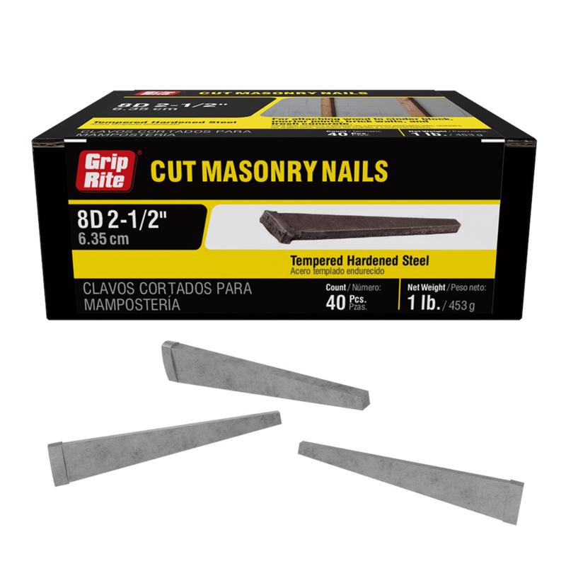 Grip-Rite 8D 2-1/2 in. Masonry Cut Tempered Hardened Steel Nail Flat Head 1 lb