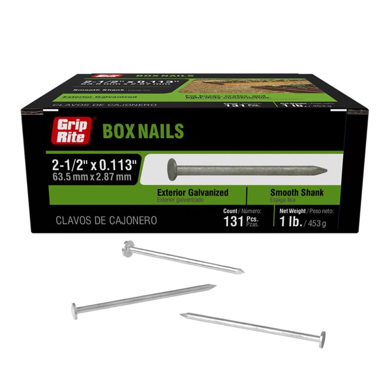 Grip-Rite 8D 2-1/2 in. Box Hot-Dipped Galvanized Steel Nail Flat Head 1 lb